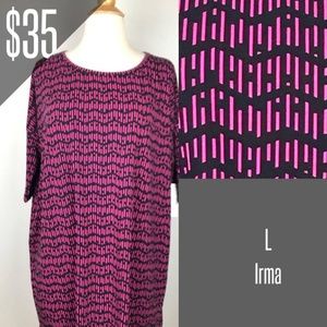 NEW LuLaRoe Irma Tunic L Pink/Black Chevron